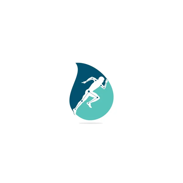 Physiotherapie Behandlung Tropfenform Konzept Logo Design Template Vektor Mit Menschen — Stockvektor