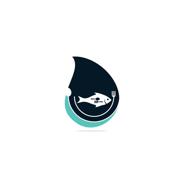 Pescado Alimento Cuchara Tenedor Logotipo Diseño Vector Logo Del Concepto — Vector de stock