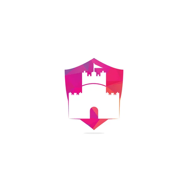 Slottssköld Form Koncept Logotyp Design Koncept Vektor Castle Tower Logotyp — Stock vektor