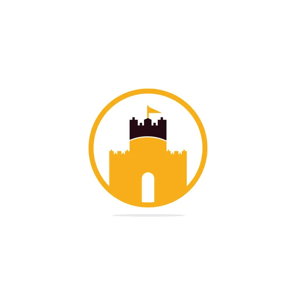 Zamek Logo Wektor Projekt Castle Tower Logo Szablon Wektor — Wektor stockowy