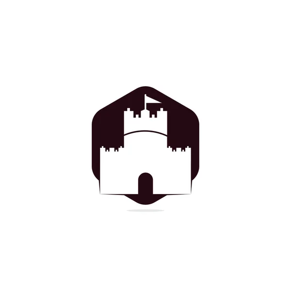 Zamek Logo Wektor Projekt Castle Tower Logo Szablon Wektor — Wektor stockowy