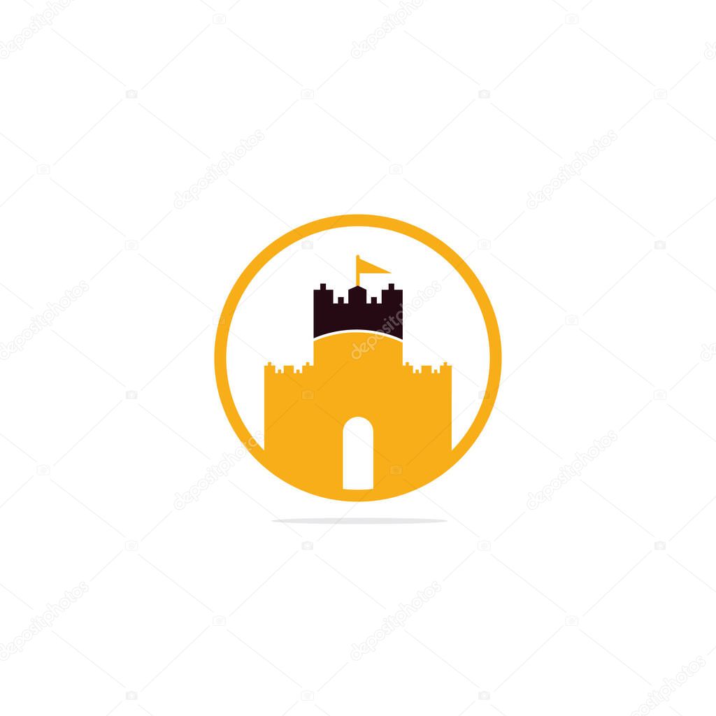 Castle vector logo design. Castle Tower logo Template Vector.