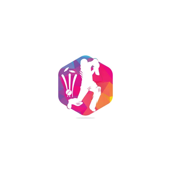 Batsman Beim Cricket Cricket Wettbewerb Logo Cricket Meisterschaft Cricket Wicket — Stockvektor