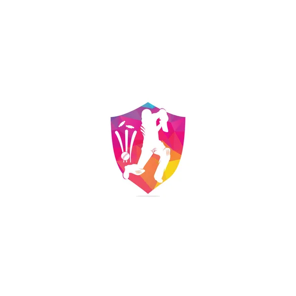 Batsman Spelen Cricket Schild Vorm Concept Logo Cricket Competitie Logo — Stockvector