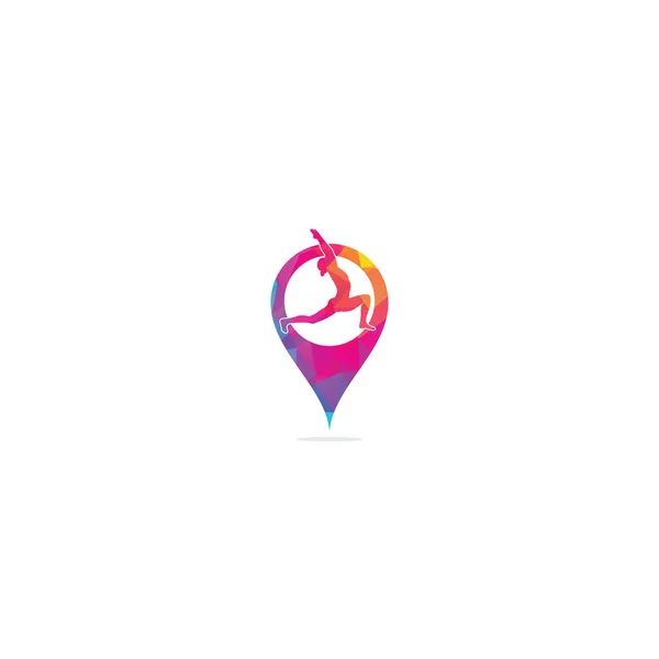 Yoga Mapa Pin Forma Conceito Logotipo Modelo Design Saúde Beleza —  Vetores de Stock