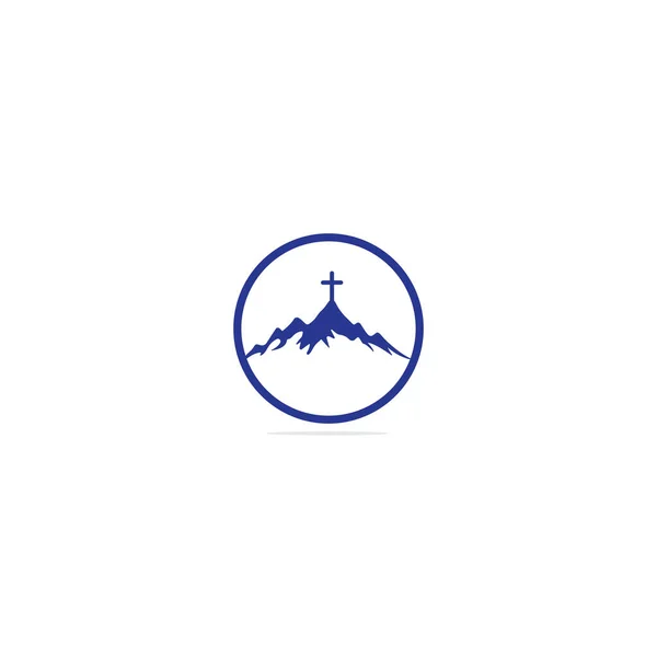 Kyrka Logotyp Design Med Berg Minimalistisk Logotyp Folk Kyrka Vektor — Stock vektor