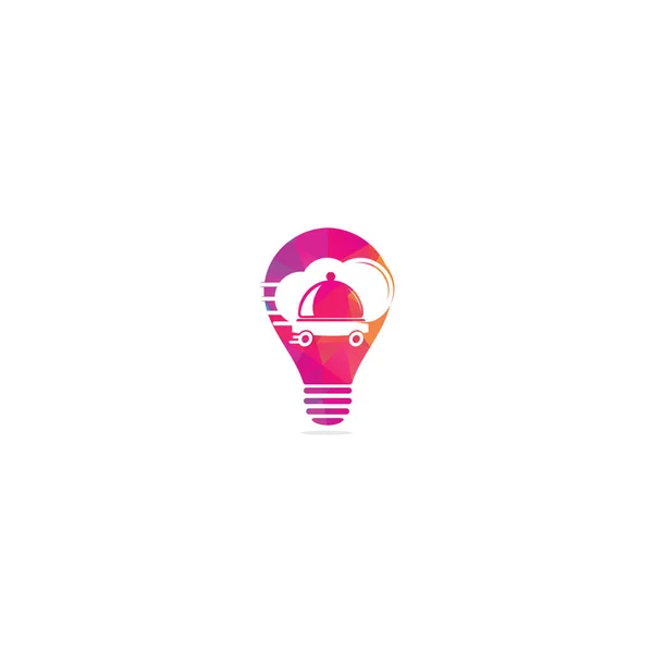 Дизайн Логотипу Доставки Їжі Легкої Лампочки Вивіска Служби Швидкої Доставки — стоковий вектор