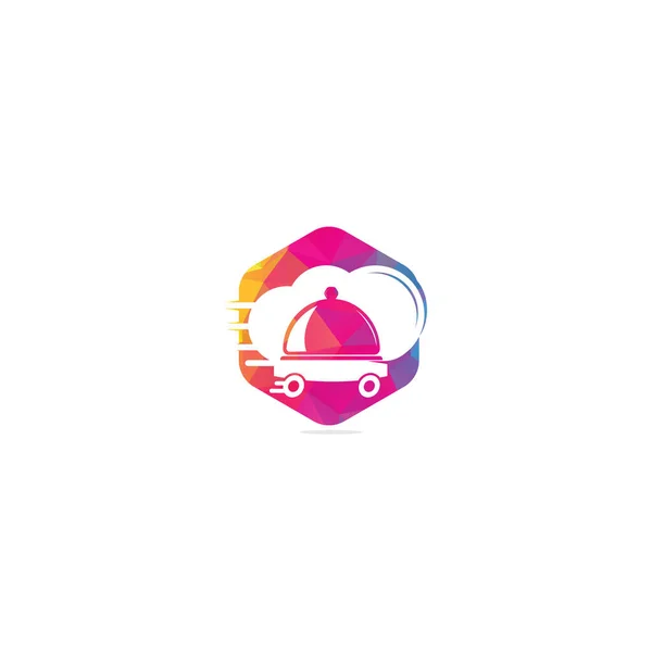 Yemek Dağıtım Logosu Tasarımı Hızlı Teslimat Işareti Logo Çevrimiçi Yemek — Stok Vektör