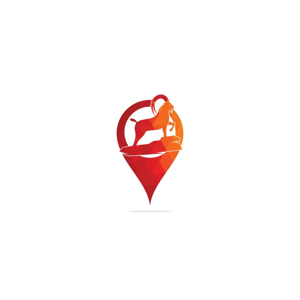 Goat Map Pin Concept Logo Template Design Σχεδιασμός Λογότυπου Κατσίκας — Διανυσματικό Αρχείο