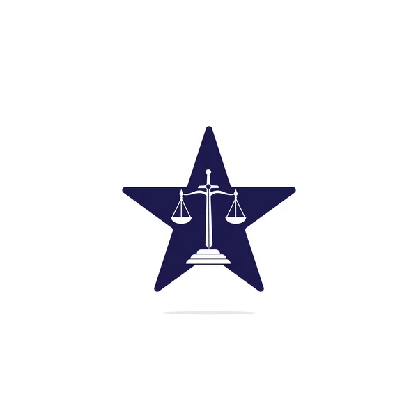 Law Attorney Star Shape Concept Logo Design Návrh Loga Právnické — Stockový vektor