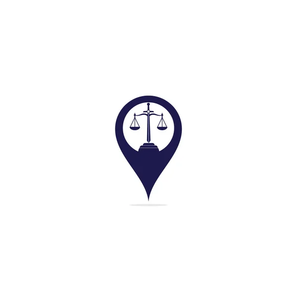 Juridik Och Attorney Karta Pin Form Koncept Logo Design Juridisk — Stock vektor