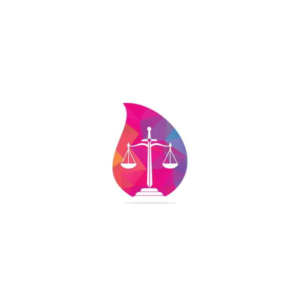 Law Attorney Drop Shape Concept Logo Design Advocatenkantoor Kantoor Vector — Stockvector