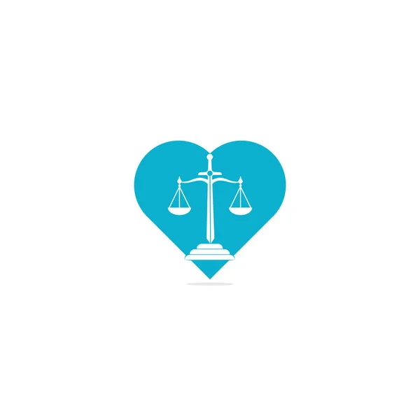 Law Attorney Heart Shape Concept Logo Design Escritório Advocacia Design — Vetor de Stock