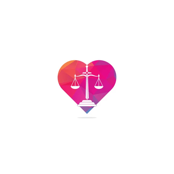 Hukuk Avukat Kalp Şekli Logo Tasarımı Hukuk Firması Ofis Vektör — Stok Vektör