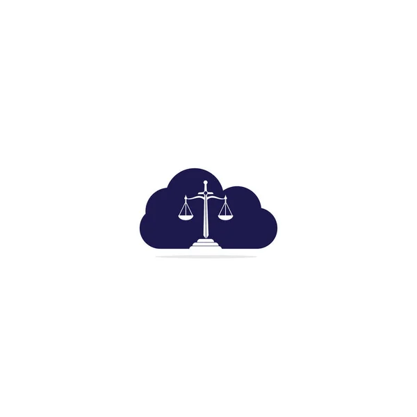 Projekt Logo Chmury Skali Wymiaru Sprawiedliwości Symbol Firmy Prawniczej Adwokata — Wektor stockowy