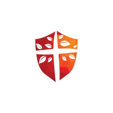 Cross Church Logo Tasarımı. Soyut Ağaç dini haç sembolü vektör tasarımı. Kilise ve Hıristiyan organizasyon logosu. Çapraz ağaç kilise logosu