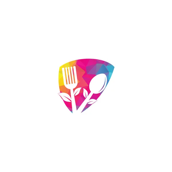 Concepto Forma Escudo Alimenticio Saludable Diseño Logotipo Logo Alimentos Ecológicos — Archivo Imágenes Vectoriales