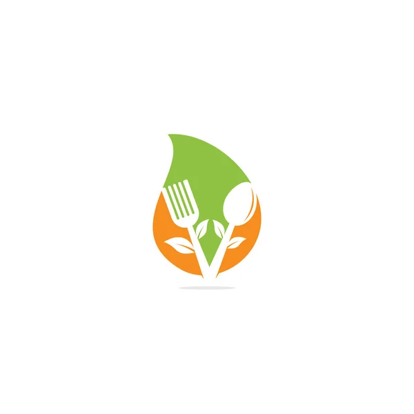 Healthy Food Drop Shape Concept Logo Design Organic Food Logo — Stock Vector