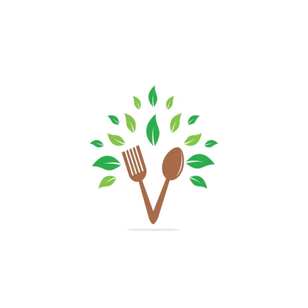 Healthy Food Logo Design Organic Food Logo Food Logo Spoon — Stock Vector