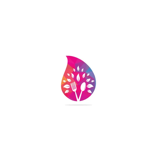 Concept Forme Goutte Healthy Food Logo Design Logo Alimentaire Biologique — Image vectorielle
