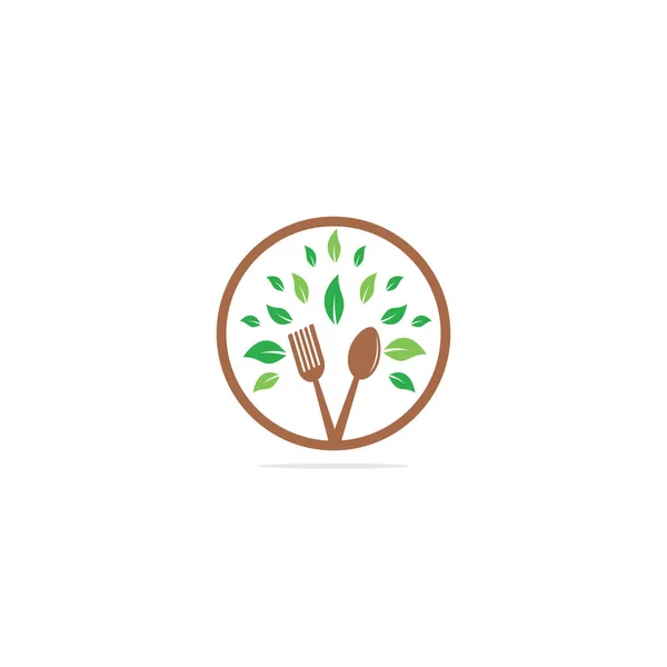 Дизайн Логотипа Здоровой Пищи Логотип Органической Еды Логотип Ложкой Вилкой — стоковый вектор
