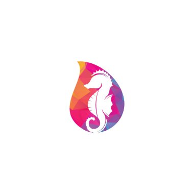 Deniz Atı damla şekli konsept vektör logosu tasarımı.