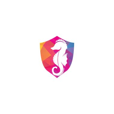 Deniz atı kalkanı konsept vektör logosu tasarımı.