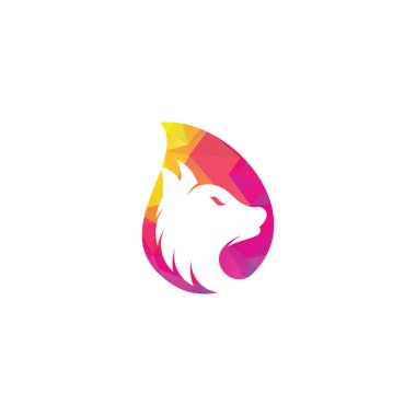 Wolf Drop şekil konsepti logo tasarımı. Modern profesyonel kurt logosu tasarımı. Kurt başı logo vektörü