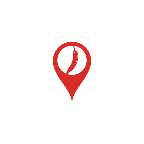 Chili Projekt Logo Wskaźnika Mapy Hot Food Symbol Lokalizatora Gps — Wektor stockowy