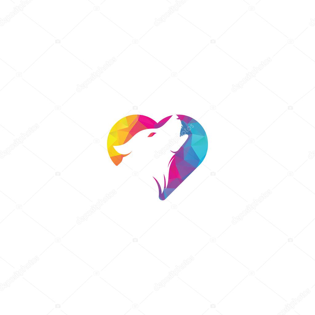 Wolf heart shape concept Logo Design. Modern professional wolf logo design. Wolf head logo vector