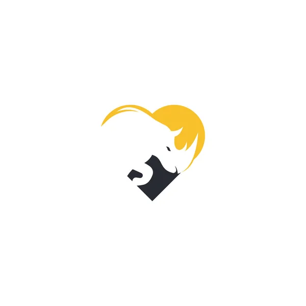 Conception Vectorielle Logo Forme Coeur Rhino Logo Rhinos Pour Club — Image vectorielle