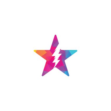 Gök gürültüsü, Kavramsal Güç Logosu Tasarım Şablonu. Yıldırım Yıldızı şekilli konsept logosu. Elektrikli gök gürültüsü kalın logo