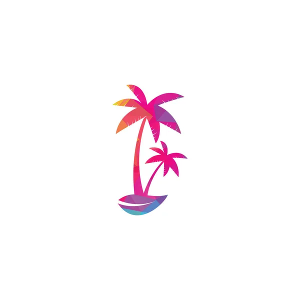 Praia Tropical Design Logotipo Palmeira Design Logotipo Vetor Palmeira Simples — Vetor de Stock