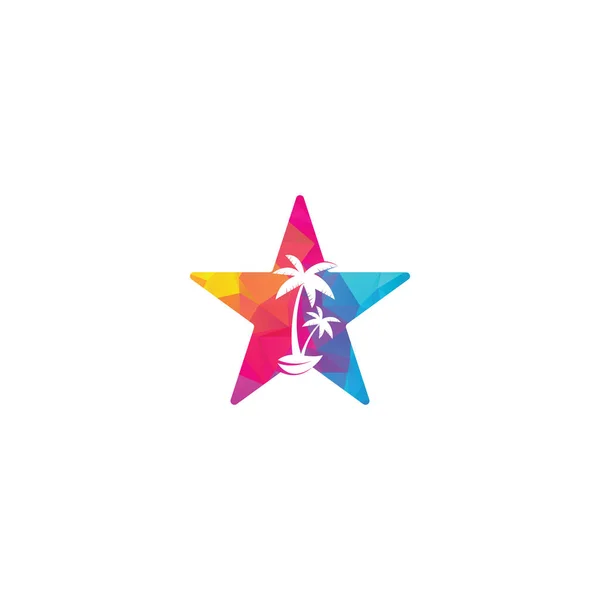Звездный Пляж Дизайн Логотипа Пальмы Креативный Простой Дизайн Векторного Логотипа — стоковый вектор