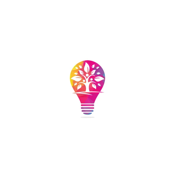 Family Tree Glühbirnenform Konzept Logo Design Stammbaum Symbol Icon Logo — Stockvektor