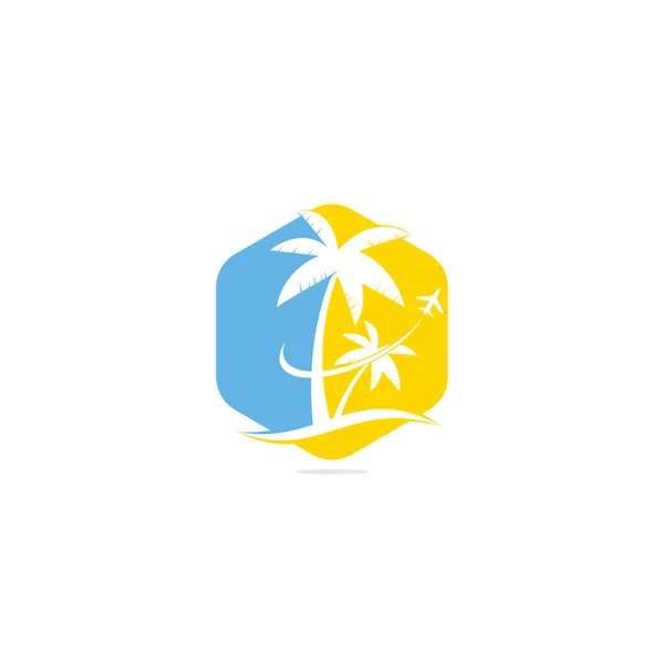 Strand Reise Logo Icon Design Reise Logo Vorlage Palme Mit — Stockvektor