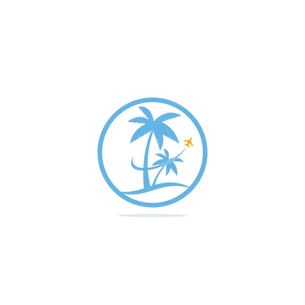 Strand Reise Logo Icon Design Reise Logo Vorlage Palme Mit — Stockvektor