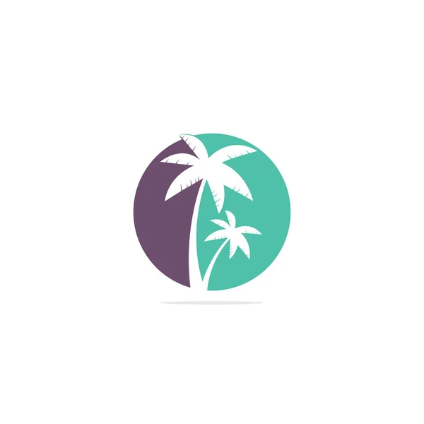 トロピカルビーチとヤシの木のロゴデザイン 簡単なヤシの木のベクトルのロゴデザインを作成します ビーチロゴ — ストックベクタ