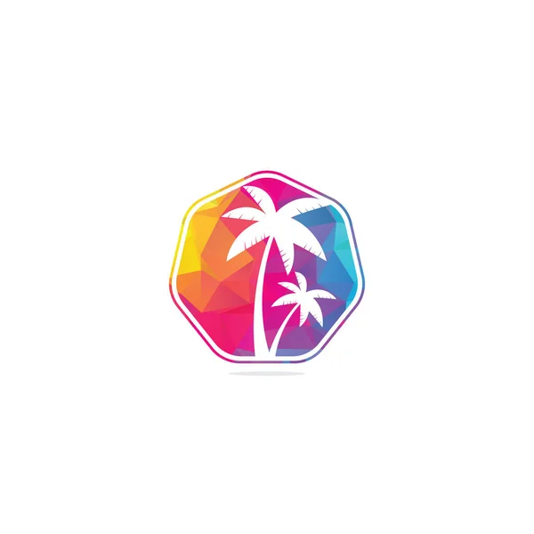 トロピカルビーチとヤシの木のロゴデザイン 簡単なヤシの木のベクトルのロゴデザインを作成します ビーチロゴ — ストックベクタ
