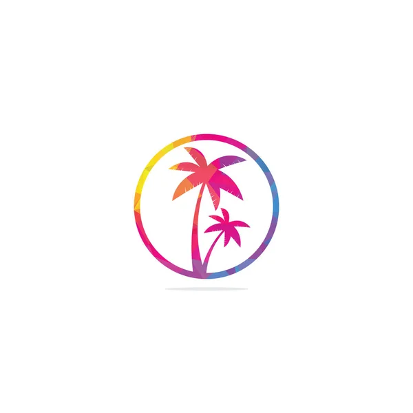 Tropischer Strand Und Palmen Logo Design Kreative Einfache Palmenvektor Logo — Stockvektor