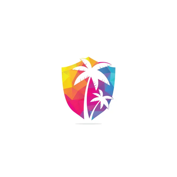 Σχεδιασμός Λογότυπου Τροπικής Παραλίας Και Φοίνικα Δημιουργική Απλή Παλάμη Διάνυσμα — Διανυσματικό Αρχείο