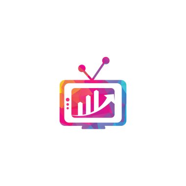 Finans TV Logo Tasarım Şablonu. TV grafik logosu Tasarım Vektörü illüstrasyonu. Grafik ve TV logo kombinasyonu.