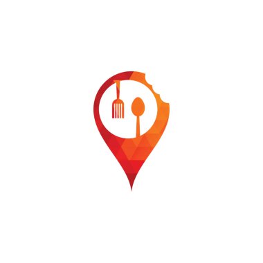 Gıda Noktası Logosu Tasarım Konsepti. Yemek ve Logo Şablonu. Simge Sembolü.