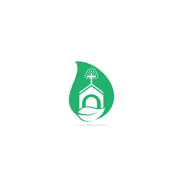 Projekt Logo Budynku Kościoła Drop Kształt Koncepcji Wzór Logo Dla — Wektor stockowy