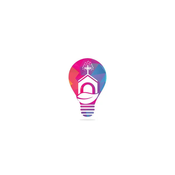 Conception Logo Forme Ampoule Bâtiment Église Modèle Logo Pour Les — Image vectorielle