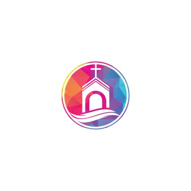 Kilise logosu tasarımı. Kiliseler ve Hıristiyanlar için şablon logosu. Çapraz kilise logosu.