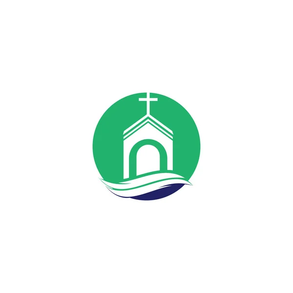 Church Building Logo Design Template Logo Churches Christian Cross Church — Stock Vector
