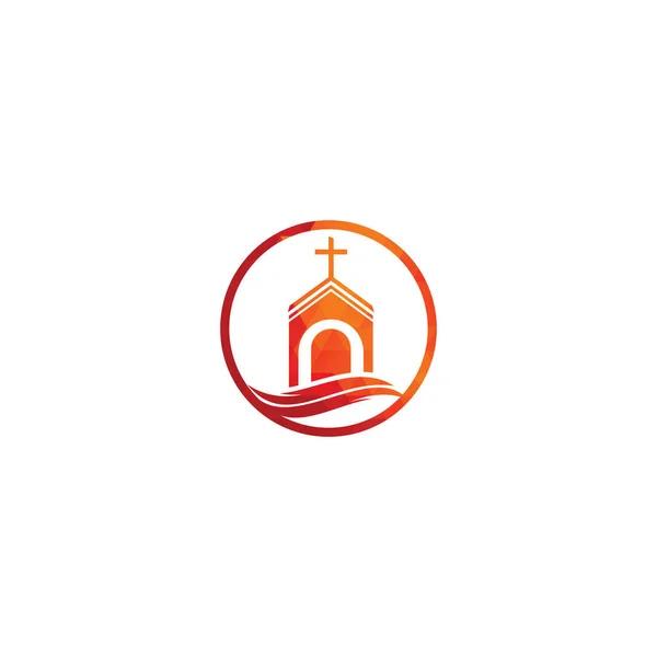 Kerk Gebouw Logo Ontwerp Template Logo Voor Kerken Christenen Cross — Stockvector