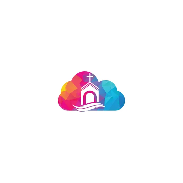 Iglesia Construcción Nube Forma Concepto Logo Diseño Logo Plantilla Para — Vector de stock