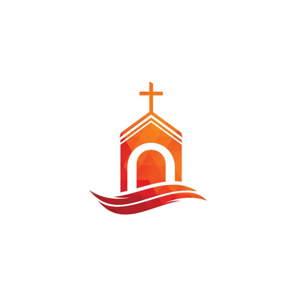 Kerk Gebouw Logo Ontwerp Template Logo Voor Kerken Christenen Cross — Stockvector